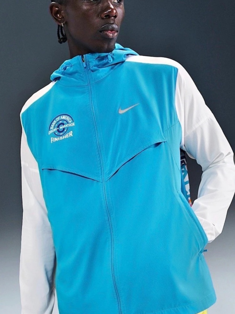 Nike Running Packable Garment Packable Running Jacket Blue White Size Large NWT